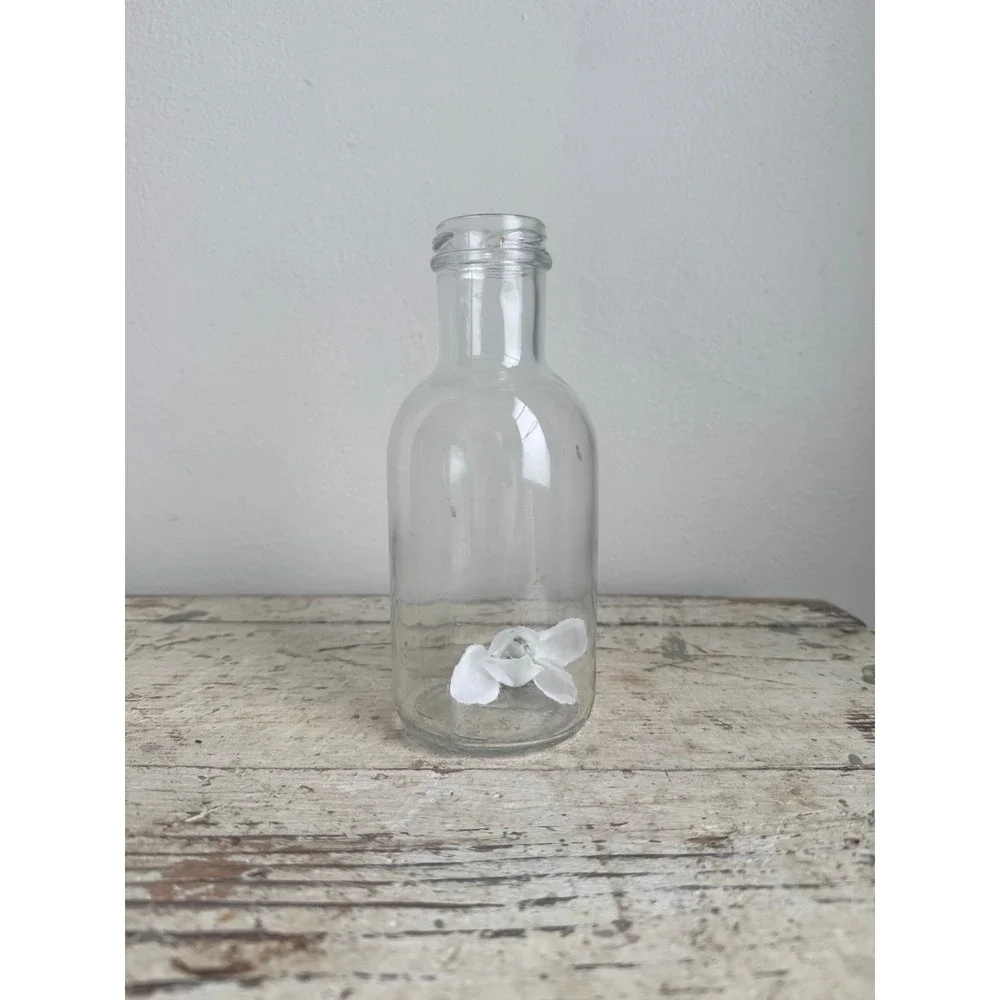 Clear Glass Bud Vase Apothecary Bottle Vintage Style Decorative Jar 6.5 Inch